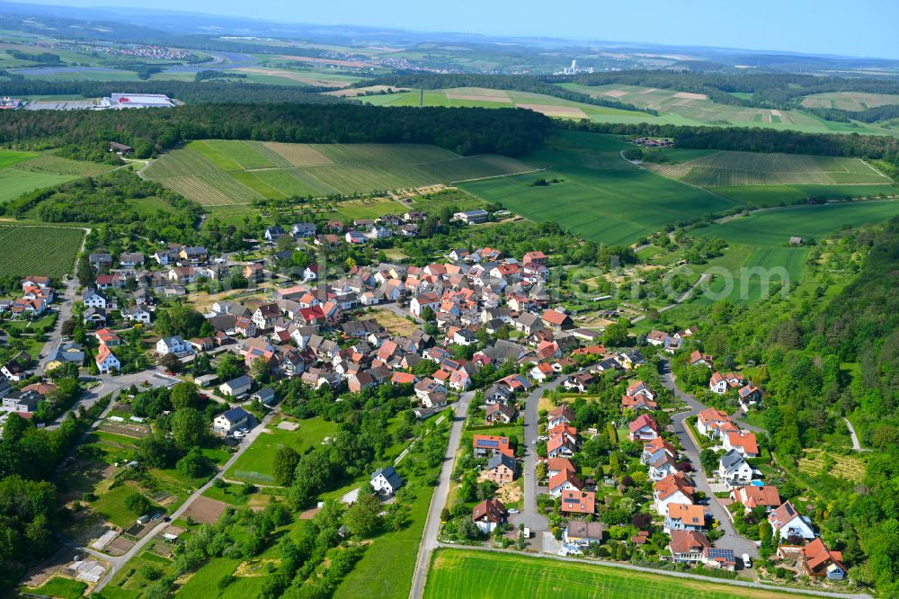 Urphar from the bird's eye view: Village view on the edge of agricultural fields and land in Urphar in the state Baden-Wuerttemberg, Germany
