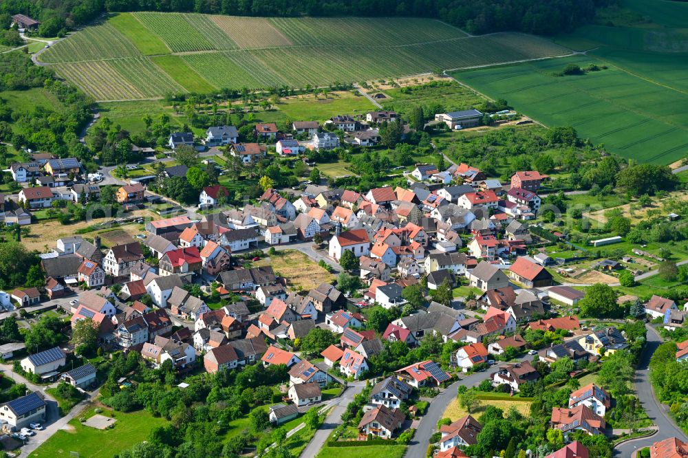 Aerial image Urphar - Village view on the edge of agricultural fields and land in Urphar in the state Baden-Wuerttemberg, Germany