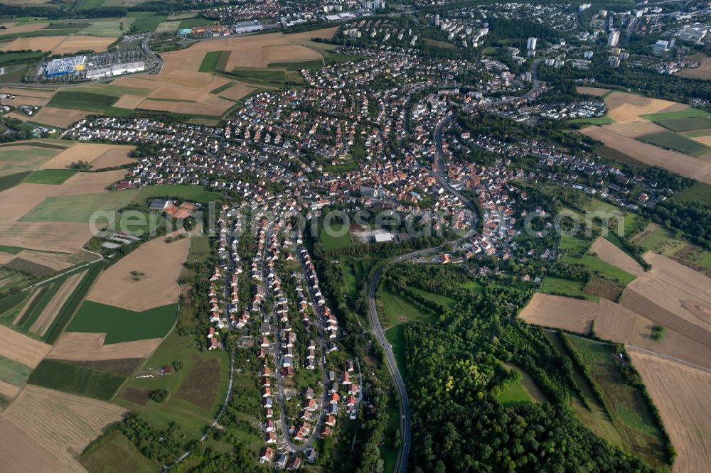 Versbach from above - Village view on the edge of agricultural fields and land in Versbach in the state Bavaria, Germany