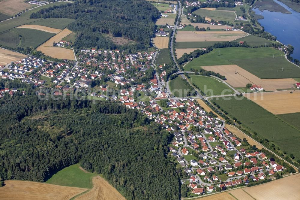Viecht from the bird's eye view: Village view on the edge of agricultural fields and land in Viecht in the state Bavaria, Germany