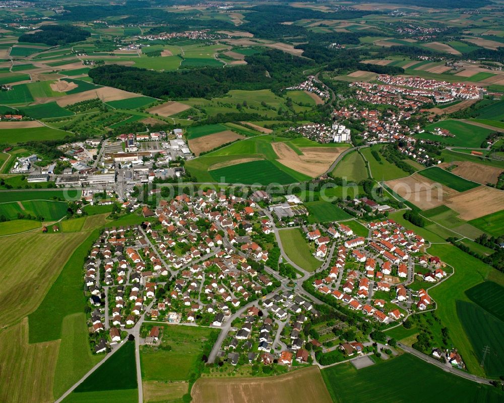 Aerial photograph Waldrems - Village view on the edge of agricultural fields and land in Waldrems in the state Baden-Wuerttemberg, Germany