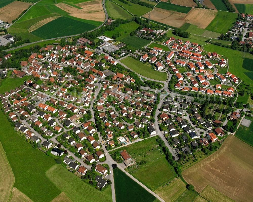 Aerial image Waldrems - Village view on the edge of agricultural fields and land in Waldrems in the state Baden-Wuerttemberg, Germany