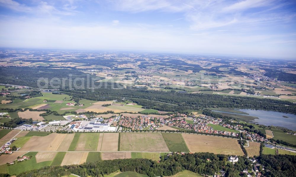 Aerial image Weixerau - Village view on the edge of agricultural fields and land in Weixerau in the state Bavaria, Germany