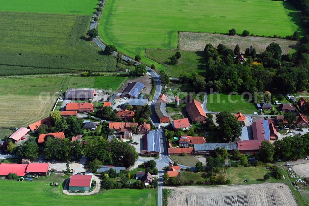 Aerial photograph Westerweyhe - Village view on the edge of agricultural fields and land in Westerweyhe in the state Lower Saxony, Germany