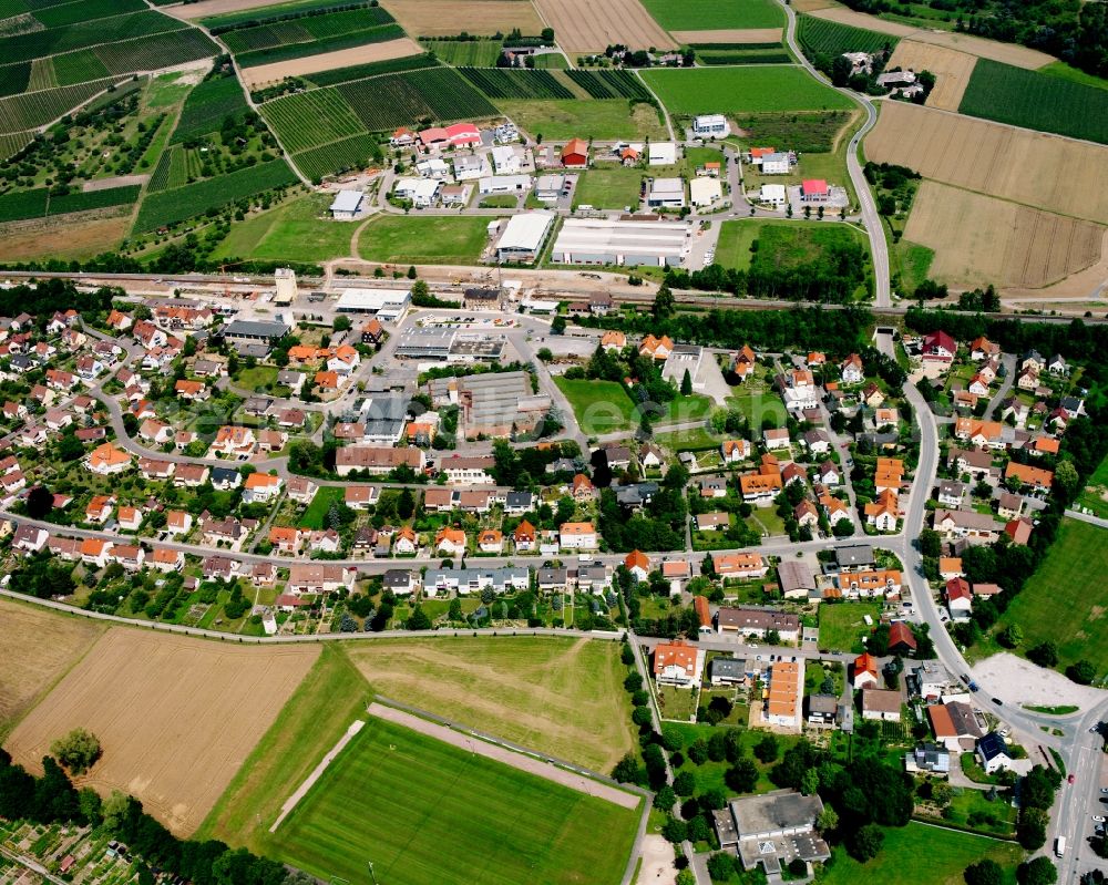 Aerial photograph Willsbach - Village view on the edge of agricultural fields and land in Willsbach in the state Baden-Wuerttemberg, Germany