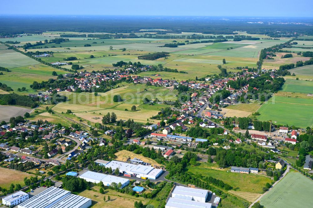 Aerial photograph Zehlendorf - Village view on the edge of agricultural fields and land in Zehlendorf in the state Brandenburg, Germany