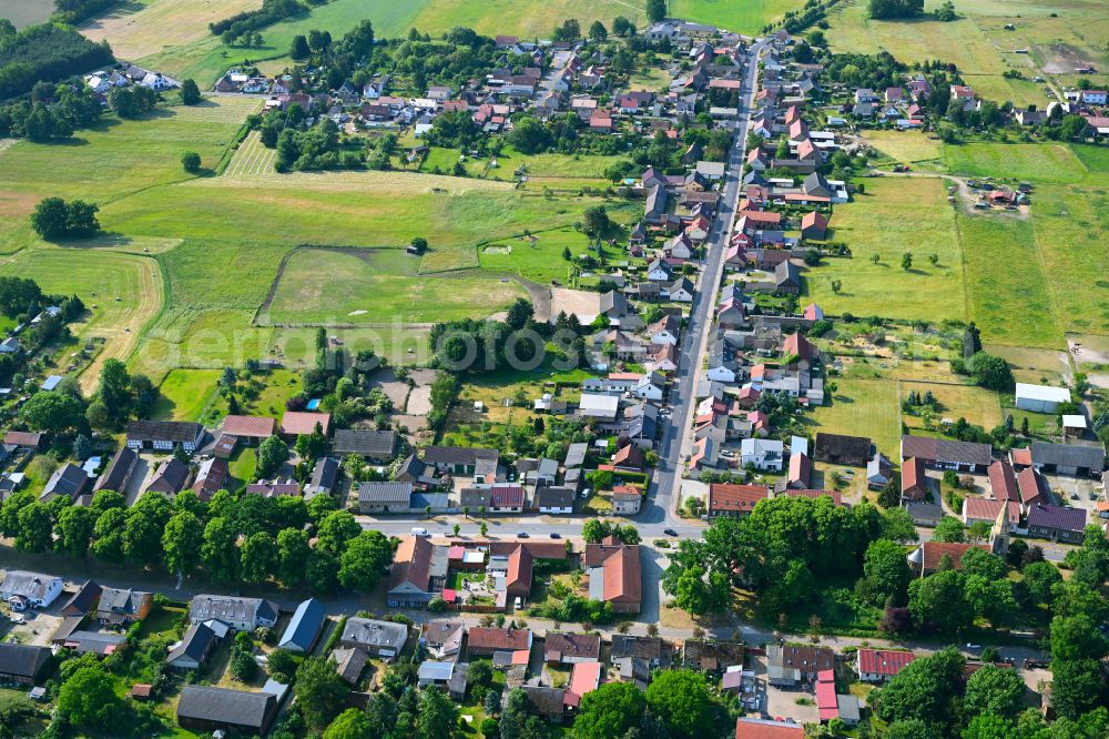 Aerial image Zehlendorf - Village view on the edge of agricultural fields and land in Zehlendorf in the state Brandenburg, Germany