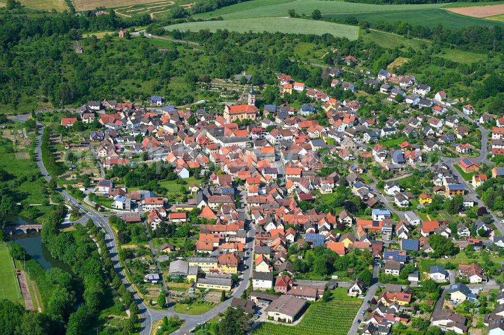 Reicholzheim from above - Town View of the streets and houses of the residential areas in Reicholzheim in the state Baden-Wuerttemberg, Germany