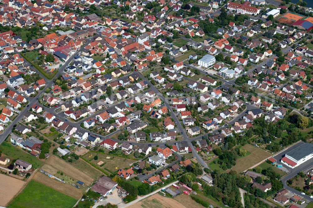 Aerial image Retzbach - Town View of the streets and houses of the residential areas in Retzbach in the state Bavaria, Germany