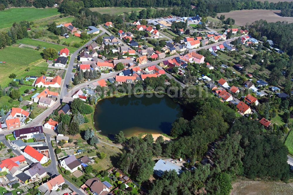 Reuden from the bird's eye view: Town View of the streets and houses of the residential areas in Reuden in the state Saxony-Anhalt, Germany