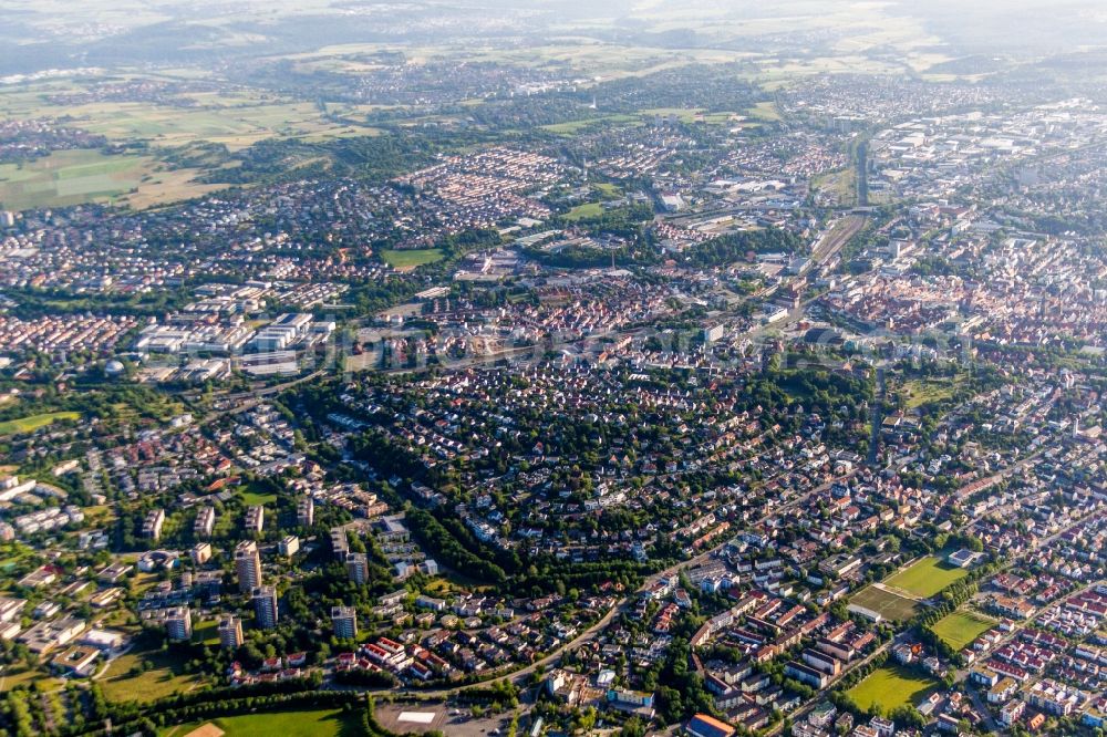 Reutlingen from above - Town View of the streets and houses of the residential areas in Reutlingen in the state Baden-Wuerttemberg, Germany
