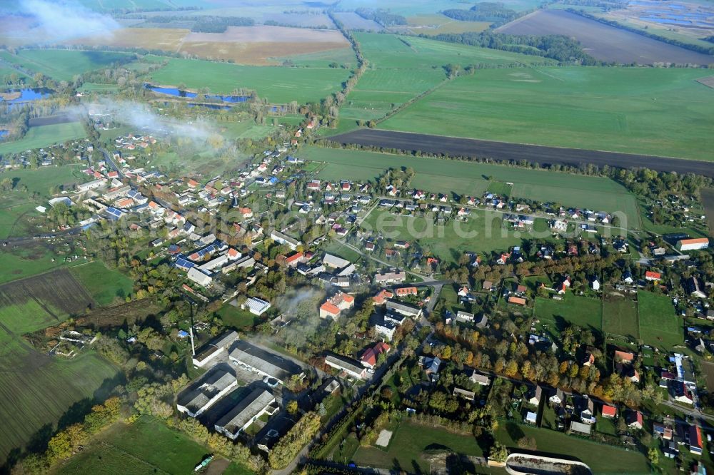 Aerial image Roskow - Town View of the streets and houses of the residential areas in Roskow in the state Brandenburg, Germany
