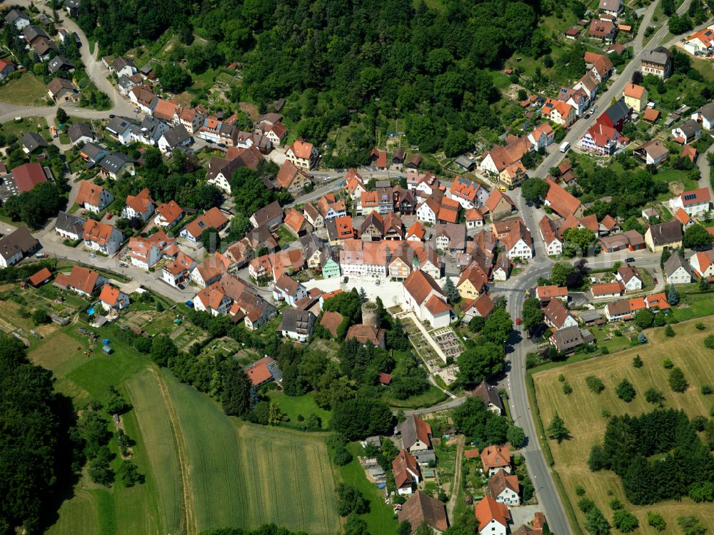 Aerial photograph Rottenburg am Neckar - Town View of the streets and houses of the residential areas in Rottenburg am Neckar in the state Baden-Wuerttemberg, Germany
