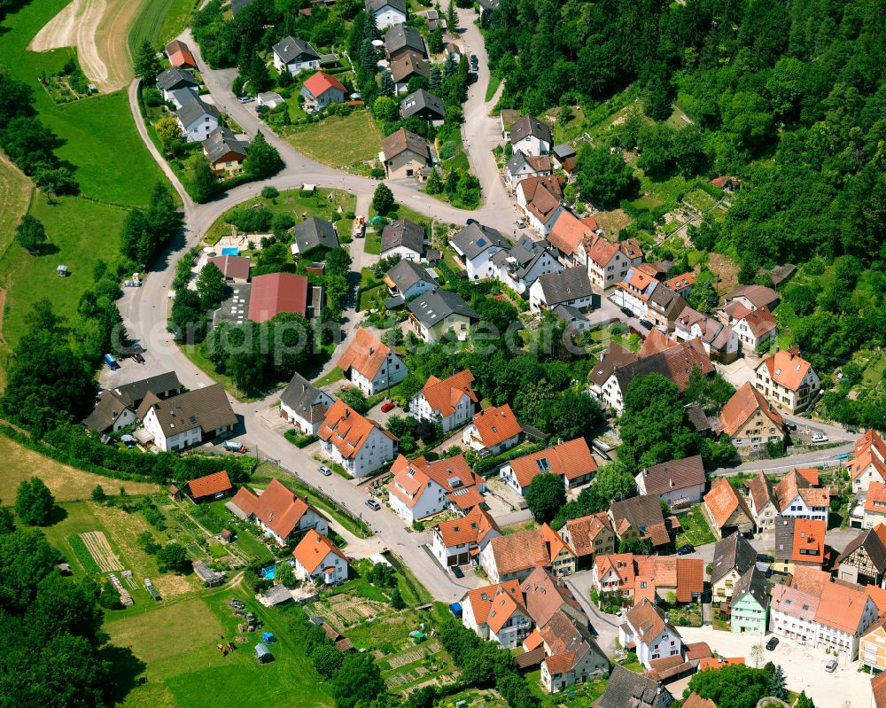 Rottenburg am Neckar from the bird's eye view: Town View of the streets and houses of the residential areas in Rottenburg am Neckar in the state Baden-Wuerttemberg, Germany