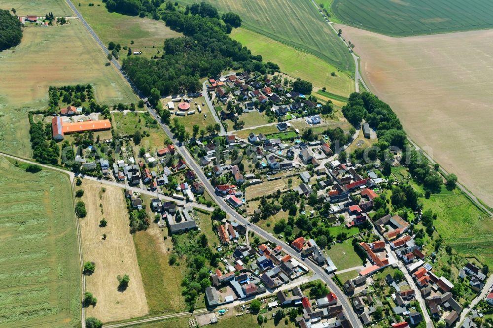 Rösa from above - Town View of the streets and houses in Roesa in the state Saxony-Anhalt, Germany