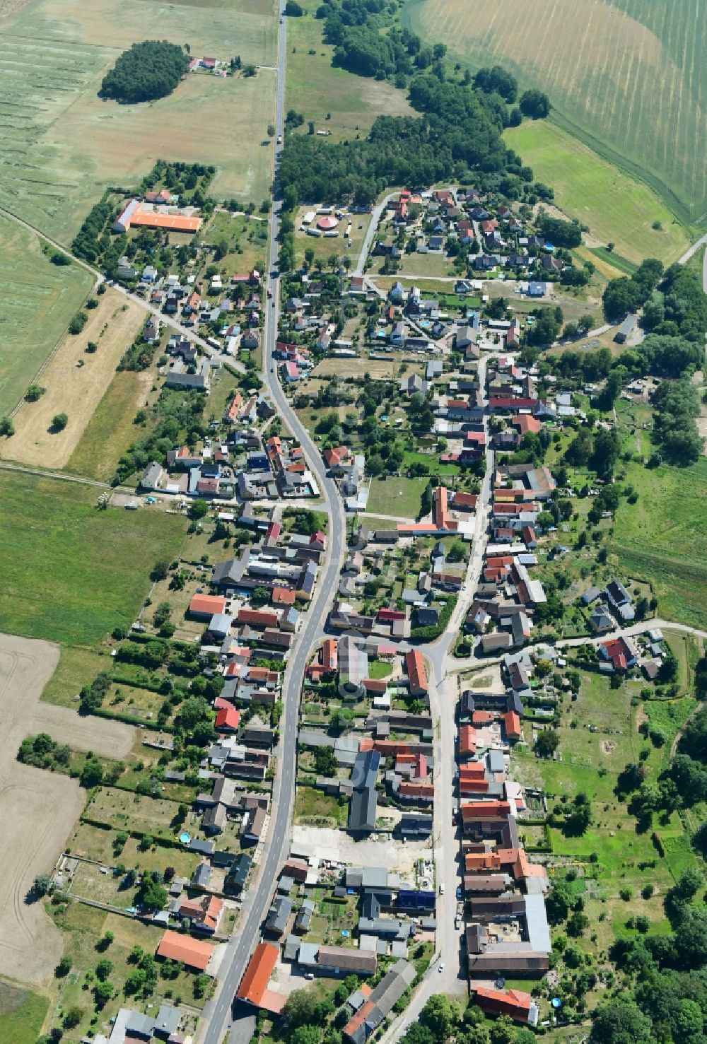 Rösa from the bird's eye view: Town View of the streets and houses in Roesa in the state Saxony-Anhalt, Germany