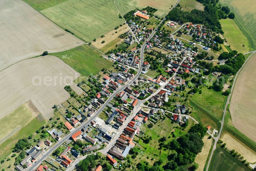 Aerial image Rösa - Town View of the streets and houses in Roesa in the state Saxony-Anhalt, Germany
