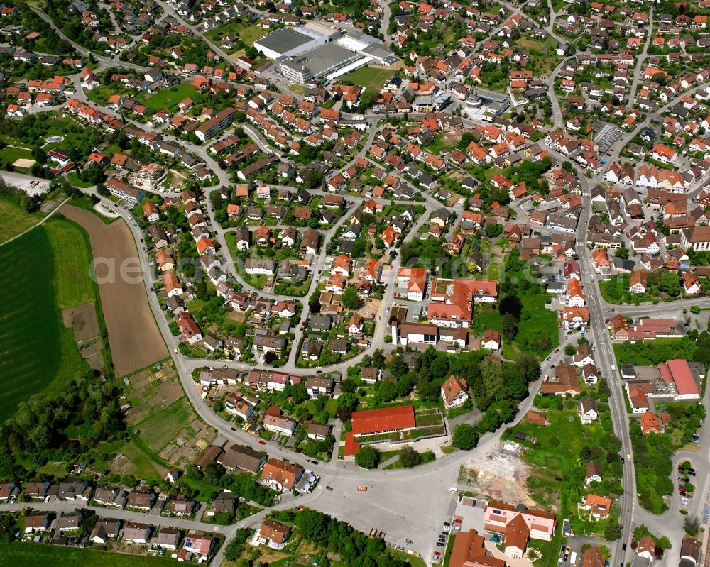 Rudersberg from the bird's eye view: Town View of the streets and houses of the residential areas in Rudersberg in the state Baden-Wuerttemberg, Germany