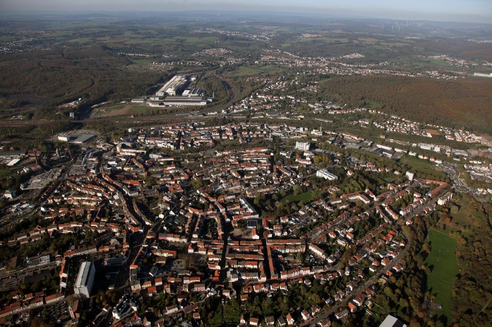 Saarbrücken from above - Local view of Saarbrücken in the state of Saarland