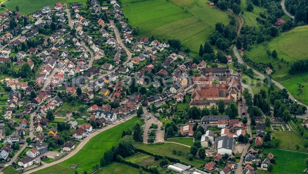 Sankt Peter from above - Town View of the streets and houses of the residential areas in Sankt Peter in the state Baden-Wuerttemberg, Germany