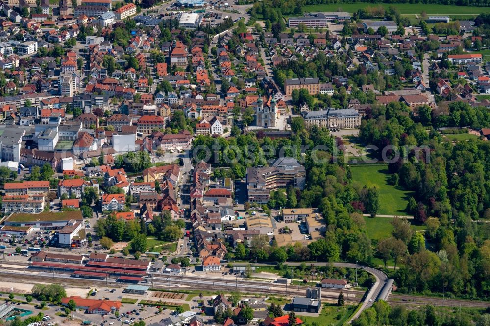 Aerial image Donaueschingen - Town View of the streets and houses of the residential areas in Donaueschingen in the state Baden-Wuerttemberg, Germany