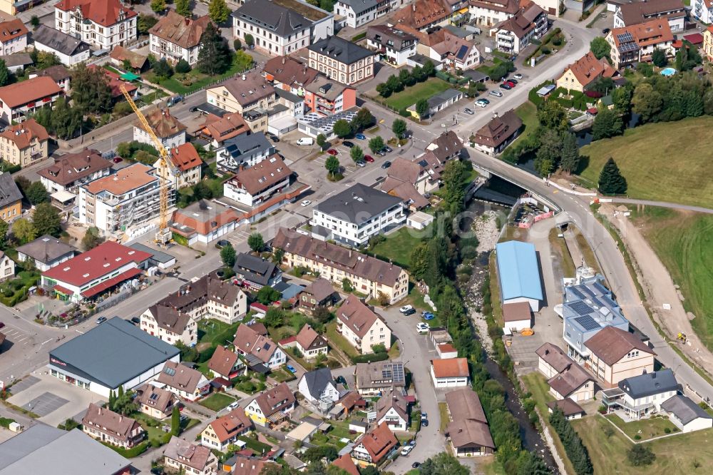 Schönau im Schwarzwald from the bird's eye view: Town View of the streets and houses of the residential areas in Schoenau im Schwarzwald in the state Baden-Wurttemberg, Germany