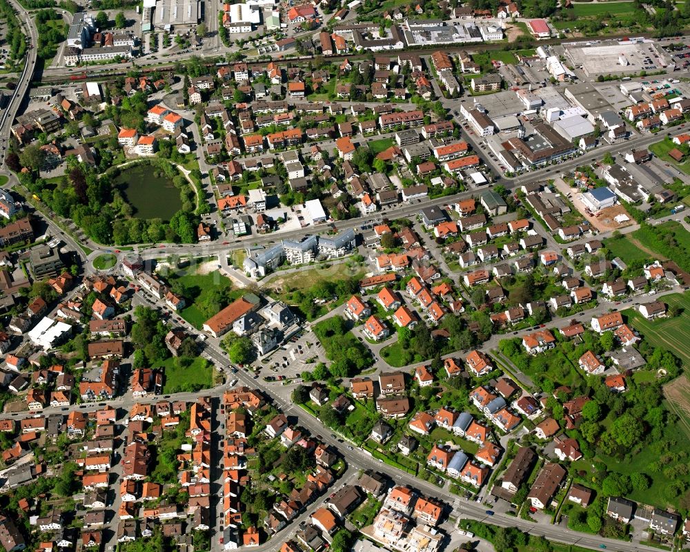 Aerial image Schorndorf - Town View of the streets and houses of the residential areas in Schorndorf in the state Baden-Wuerttemberg, Germany