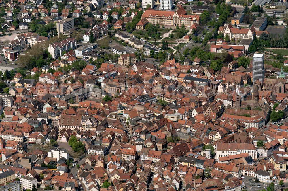 Aerial photograph Selestat - Town View of the streets and houses of the residential areas in Selestat in Grand Est, France