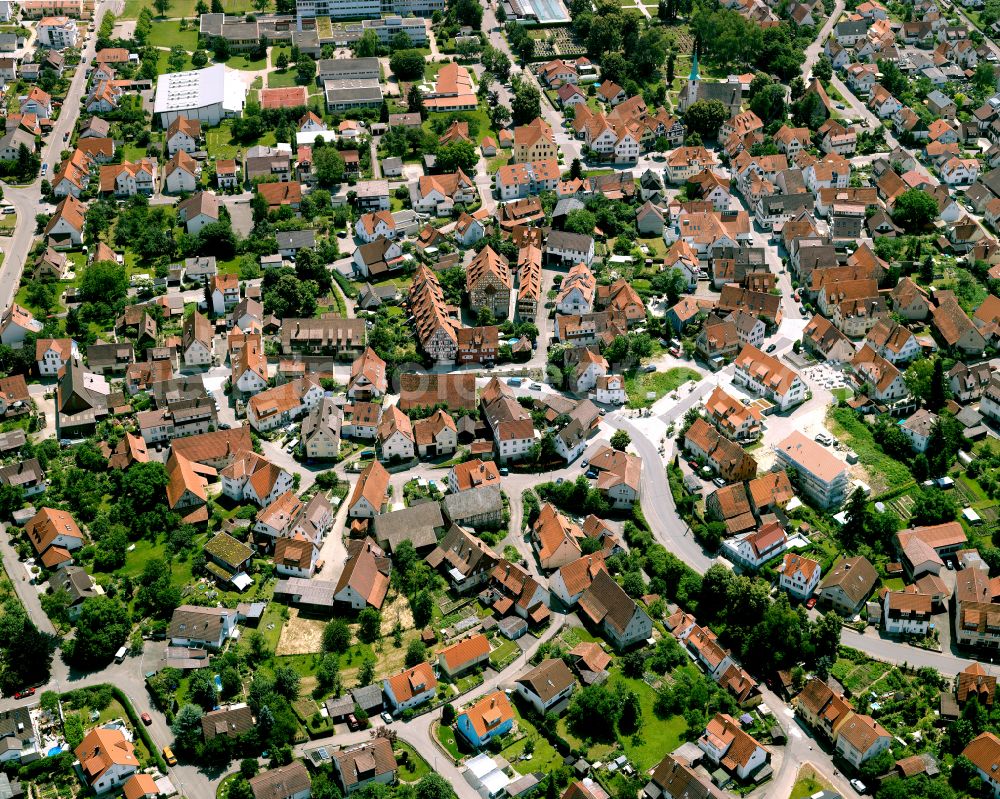 Aerial image Sickenhausen - Town View of the streets and houses of the residential areas in Sickenhausen in the state Baden-Wuerttemberg, Germany