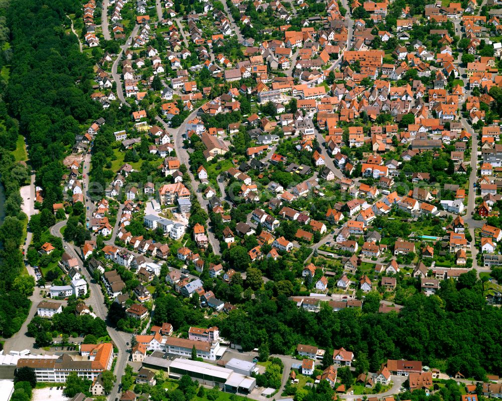 Sickenhausen from the bird's eye view: Town View of the streets and houses of the residential areas in Sickenhausen in the state Baden-Wuerttemberg, Germany