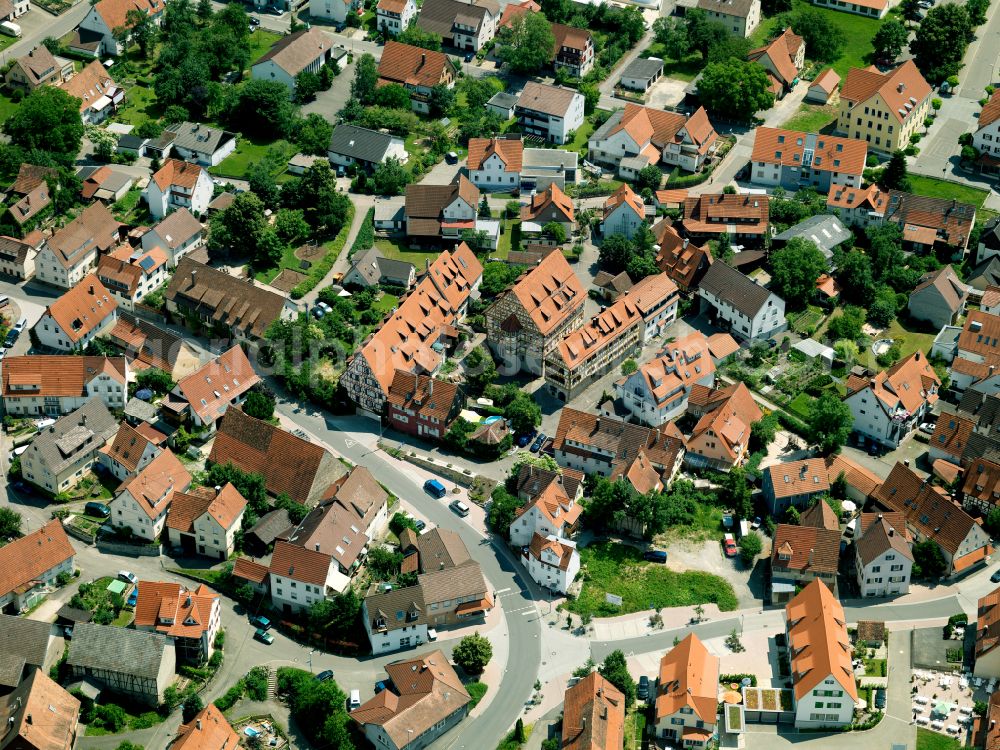 Aerial photograph Sickenhausen - Town View of the streets and houses of the residential areas in Sickenhausen in the state Baden-Wuerttemberg, Germany