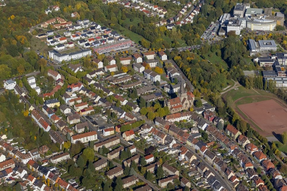 Aerial image Saarbrücken OT Burbach - View of the district Burbach in Saarbrücken in Saarland