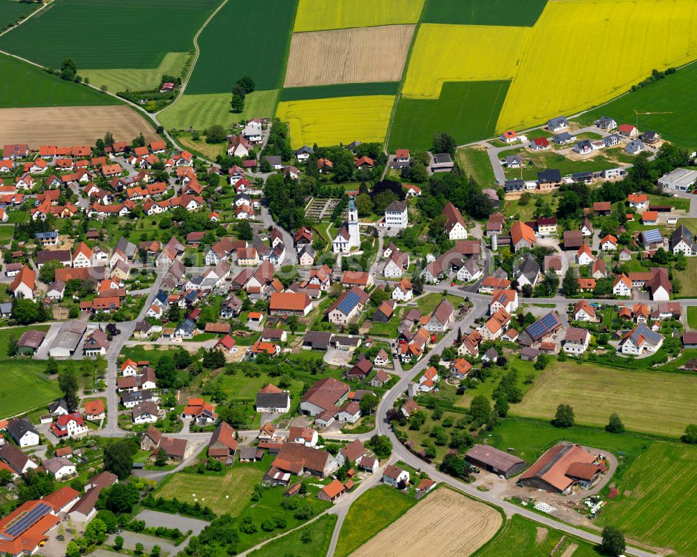 Stafflangen from above - Town View of the streets and houses of the residential areas in Stafflangen in the state Baden-Wuerttemberg, Germany