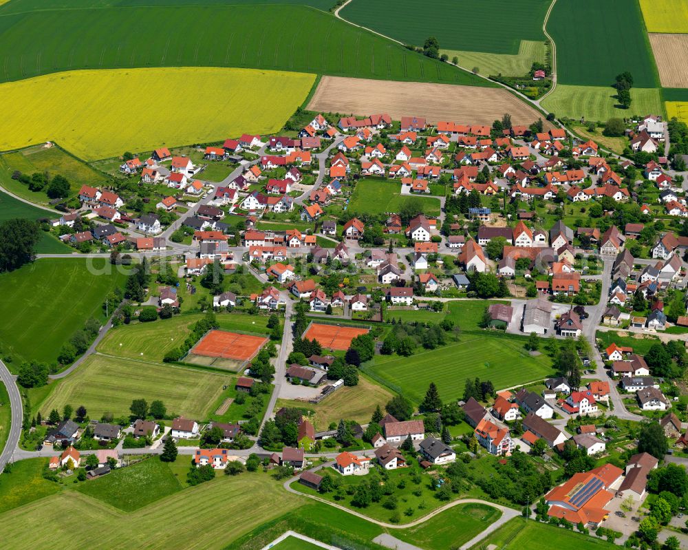 Stafflangen from the bird's eye view: Town View of the streets and houses of the residential areas in Stafflangen in the state Baden-Wuerttemberg, Germany