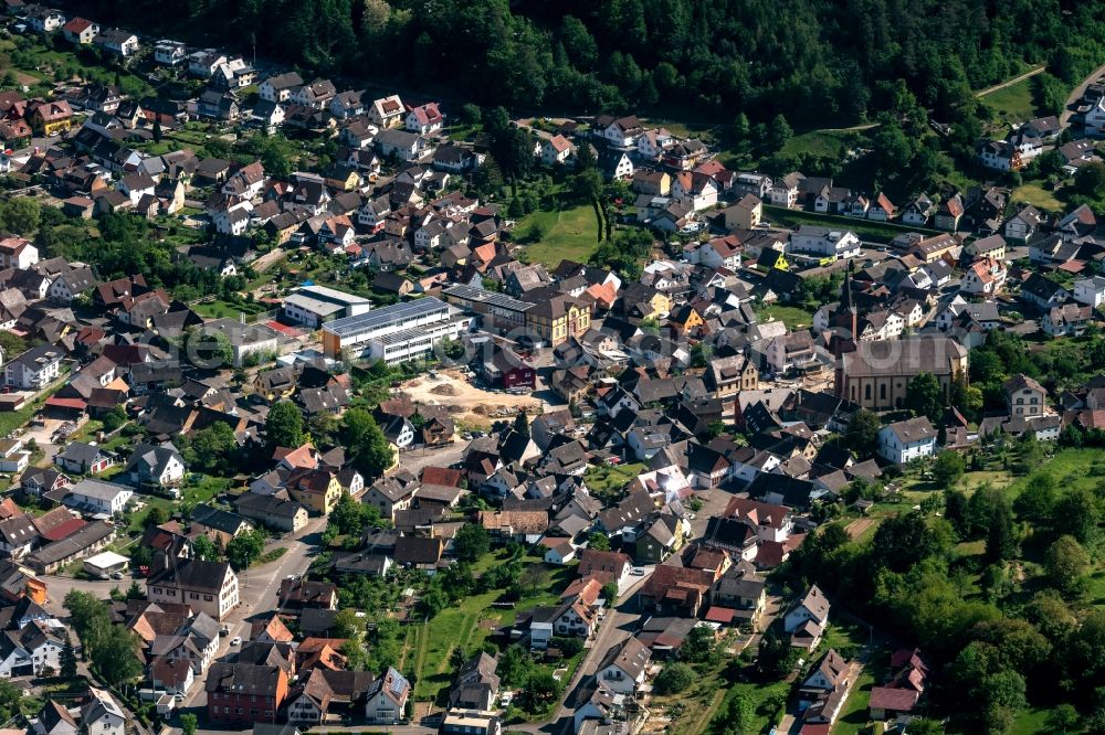 Aerial image Sulz - Town View of the streets and houses of the residential areas in Sulz in the state Baden-Wurttemberg, Germany