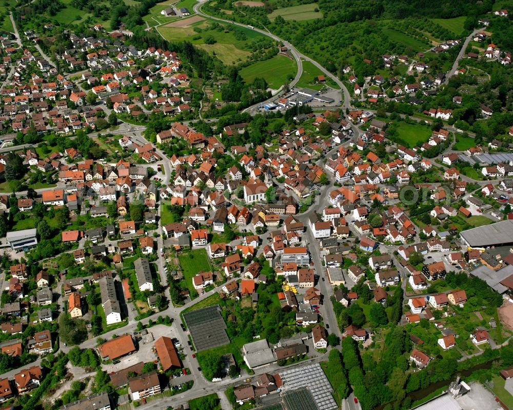Aerial photograph Sulzbach an der Murr - Town View of the streets and houses of the residential areas in Sulzbach an der Murr in the state Baden-Wuerttemberg, Germany