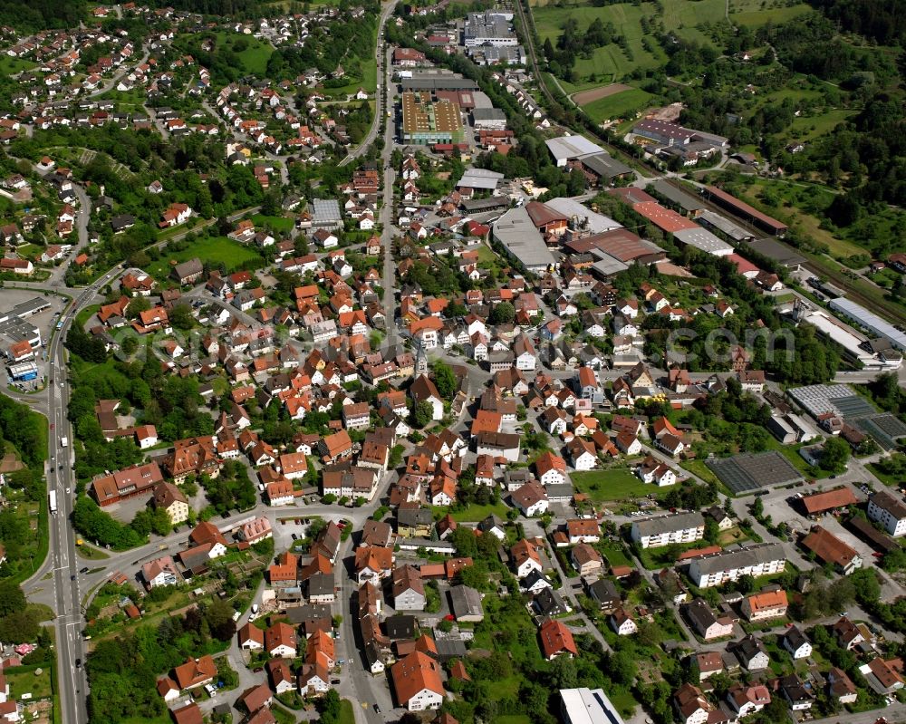Aerial image Sulzbach an der Murr - Town View of the streets and houses of the residential areas in Sulzbach an der Murr in the state Baden-Wuerttemberg, Germany
