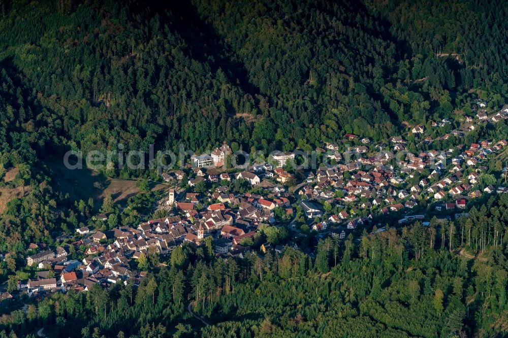 Aerial image Sulzburg - Town View of the streets and houses of the residential areas in Sulzburg in the state Baden-Wurttemberg, Germany