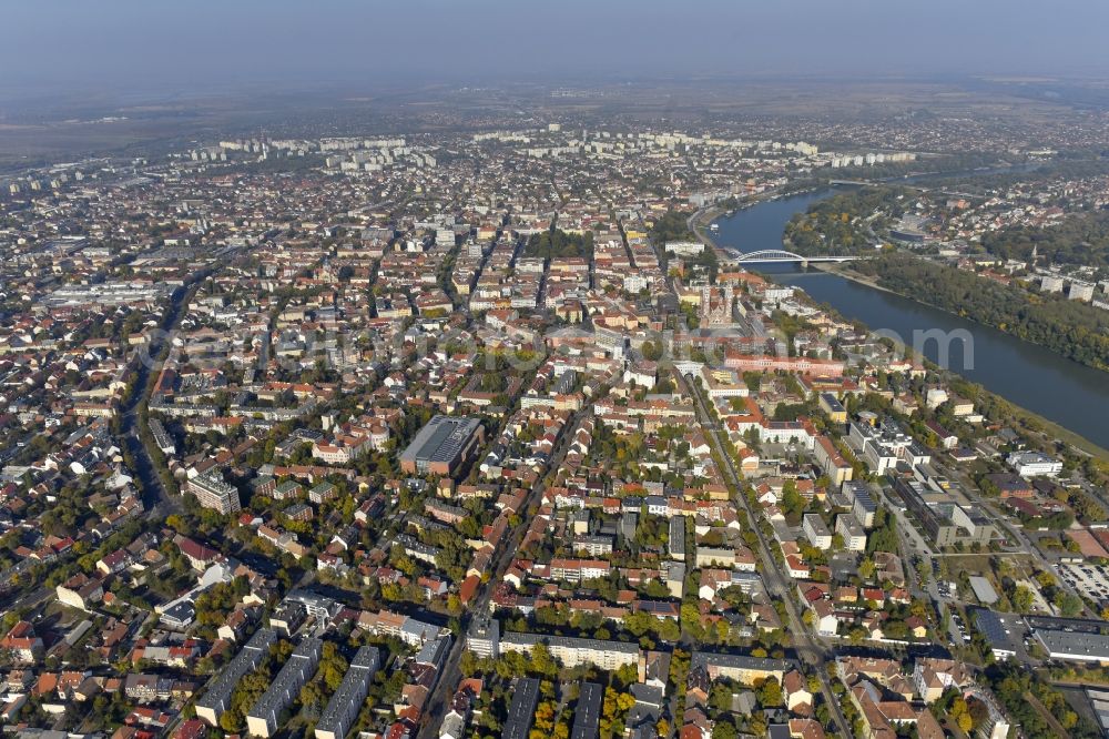 Aerial image Szeged - Town View of the streets and houses of the residential areas in Szeged in Csongrad, Hungary