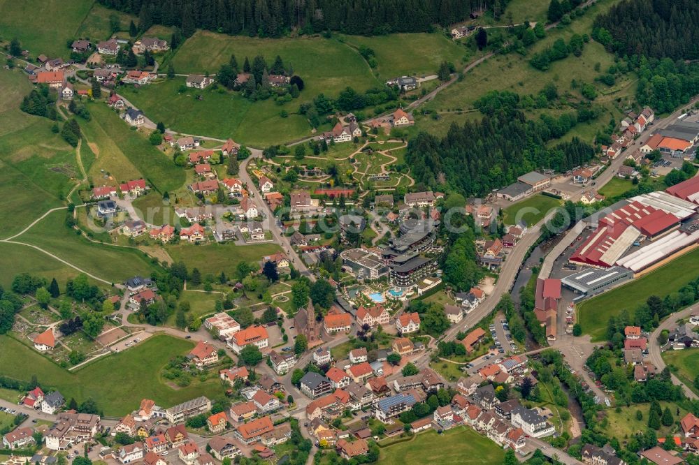 Mitteltal from the bird's eye view: Location view of the streets and houses of residential areas in the valley landscape surrounded by mountains in Mitteltal in the state Baden-Wuerttemberg, Germany