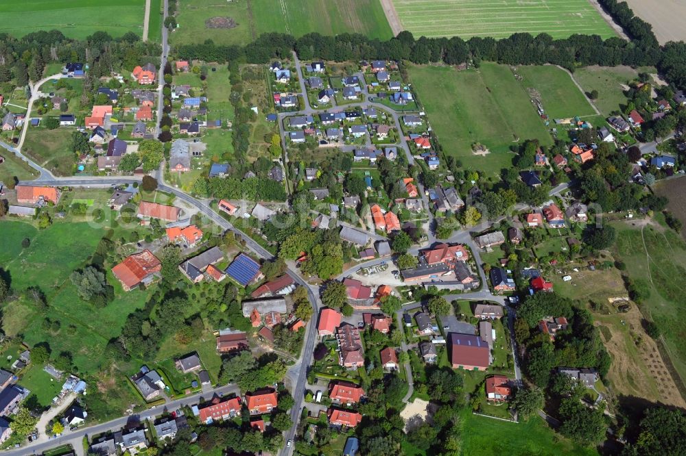 Aerial image Tangendorf - Town View of the streets and houses of the residential areas in Tangendorf in the state Lower Saxony, Germany