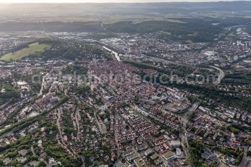Aerial image Tübingen - Town View of the streets and houses of the residential areas in Tuebingen in the state Baden-Wuerttemberg, Germany