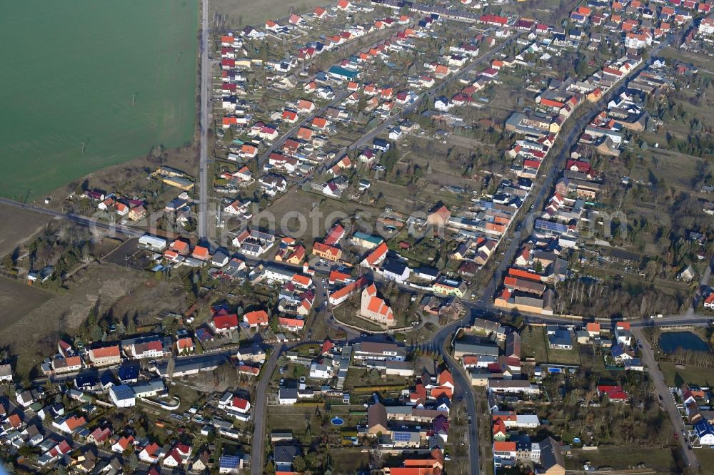 Aerial image Thalheim - Town View of the streets and houses of the residential areas in Thalheim in the state Saxony-Anhalt, Germany