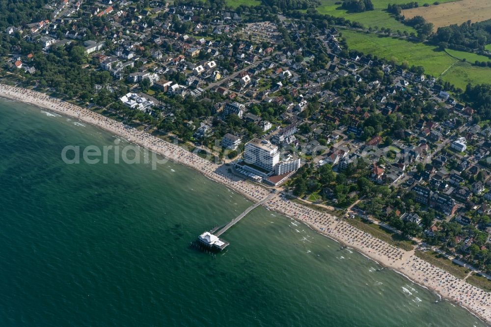 Timmendorfer Strand from the bird's eye view: Town View of the streets and houses of the residential areas in Timmendorfer Strand at the coast of the Baltic Sea in the state Schleswig-Holstein, Germany