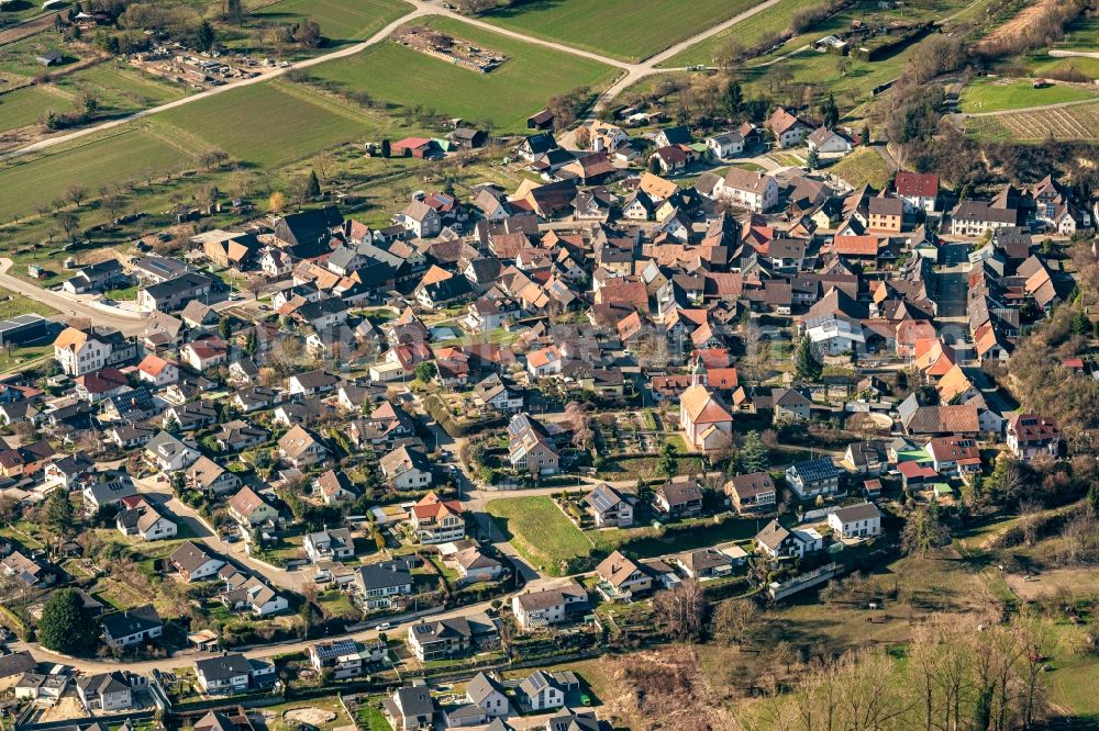 Aerial photograph Tutschfelden - Town View of the streets and houses of the residential areas in Tutschfelden in the state Baden-Wuerttemberg, Germany