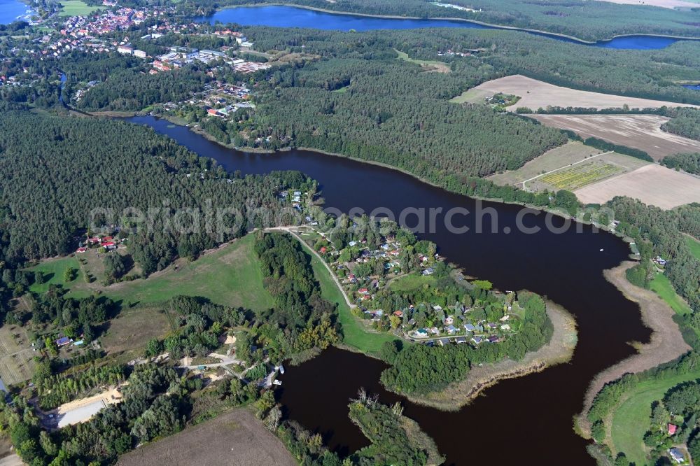 Aerial photograph Lindow (Mark) - Village on the banks of the area lake of Vielitzsee in Lindow (Mark) in the state Brandenburg, Germany