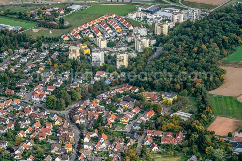 Aerial image Umkirch - Town View of the streets and houses of the residential areas in Umkirch in the state Baden-Wurttemberg, Germany