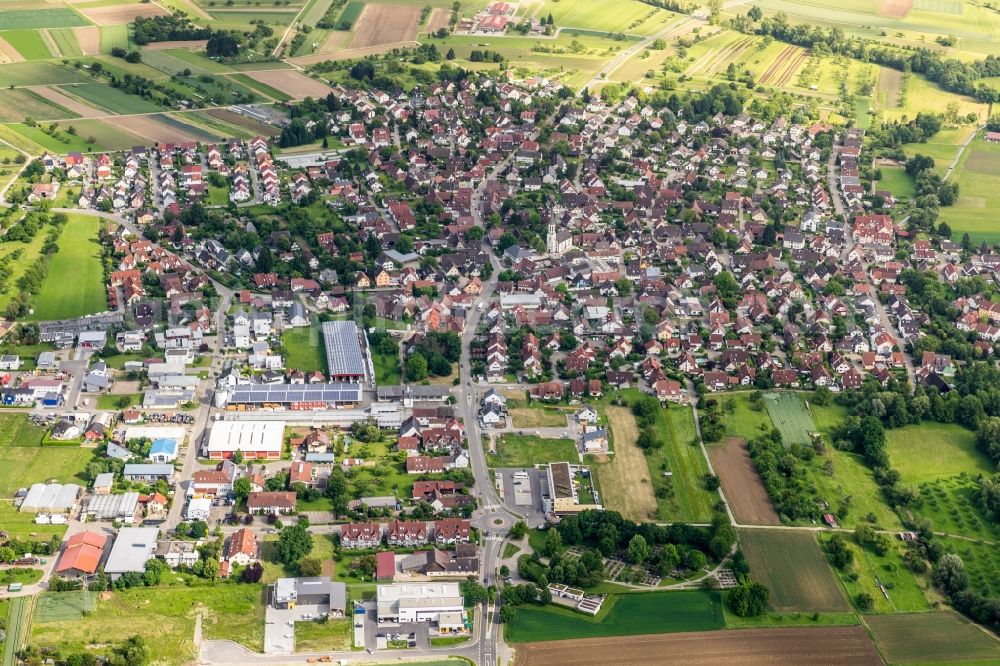 Aerial photograph Vörstetten - Town View of the streets and houses of the residential areas in Voerstetten in the state Baden-Wuerttemberg, Germany