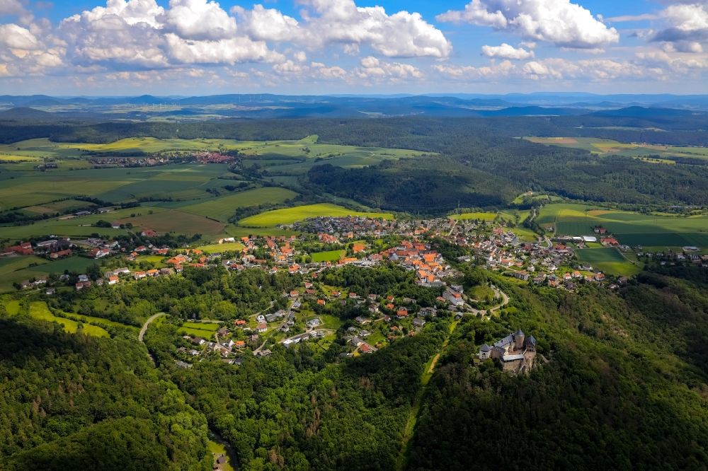 Waldeck from the bird's eye view: Town View of the streets and houses of the residential areas in Waldeck in the state Hesse, Germany