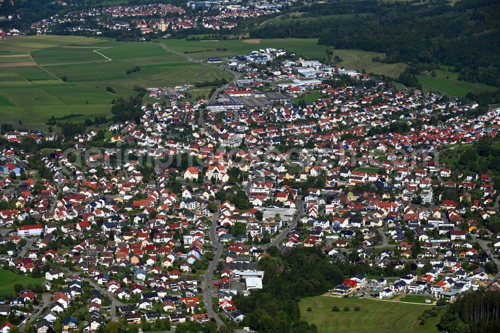Aerial photograph Waldstetten - Town View of the streets and houses of the residential areas in Waldstetten in the state Baden-Wuerttemberg, Germany